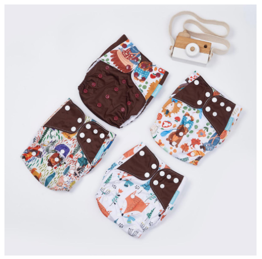 Happyflute Baby Reborn 4pcs set Washable Eco-friendly Baby Cloth Diaper Ecological Adjustable Nappy Reusable Diaper Fit 0-2year Set7