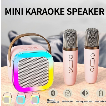 Mini Karaoke Wireless Audio Speaker Bluetooth Microphone Portable Home KTV Dual Microphone k12