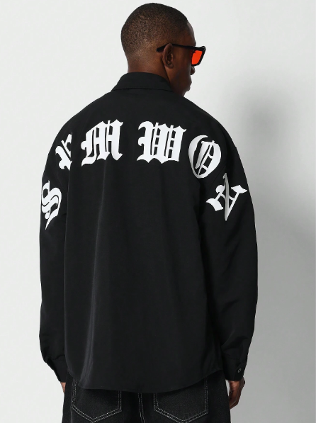 SUMWON Oversized Fit Shirt With Back Gothic Graphic Print Halloween