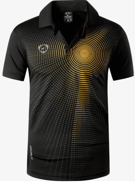 1pc Men's Black Sports Polo Shirt, Quick Dry Short Sleeve Shirt For Tennis, Golf, Bowling