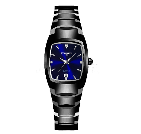 Fashion Tungsten Steel Color Square Couple Style Steel Band Calendar Watch Waterproof Luminous Men's and Women's Student F2