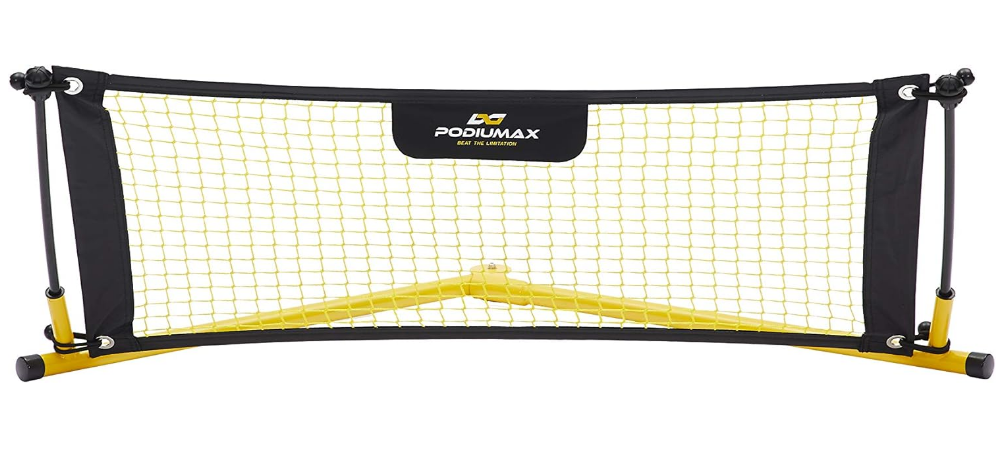 PodiuMax Upgraded Solo Soccer Rebounder Net, Improve Your Ground Passing Skills, Easy to Assemble and Disassemble, Comes with Bag and Stake