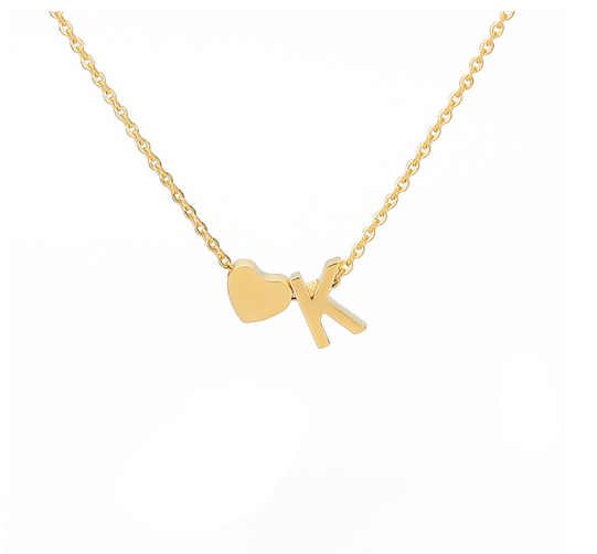 Maxzone Fashion Tiny Heart Initial Letter Necklaces For Women Stainless Steel Gold Silver Color Choker Pendant Necklace Boho Jewelry K