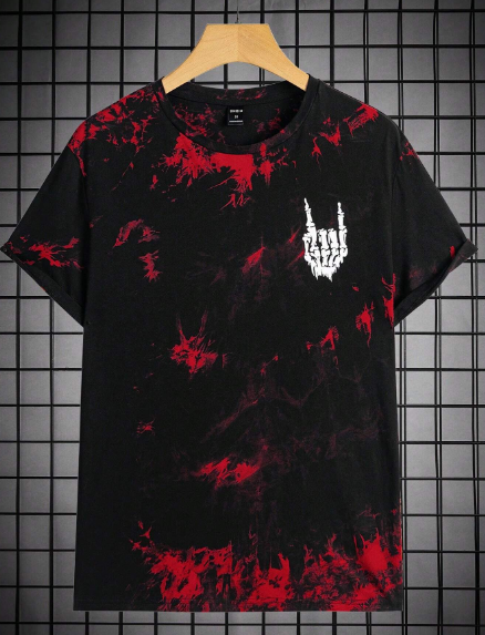 Manfinity EMRG Men Tie Dye Skeleton Hand Print Tee