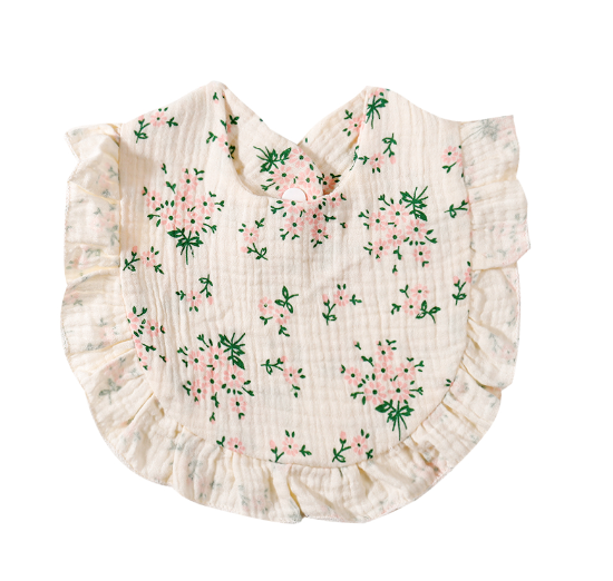 Baby Printed Towel Cotton Gauze Wavy Edge Muslin Bib BB1