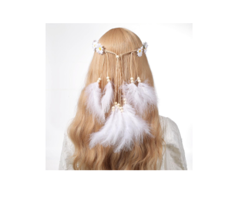 LEVAO Bohemian Style Daisy Feather Headband Flower Tassels Hair Bands Women Hair Accessories