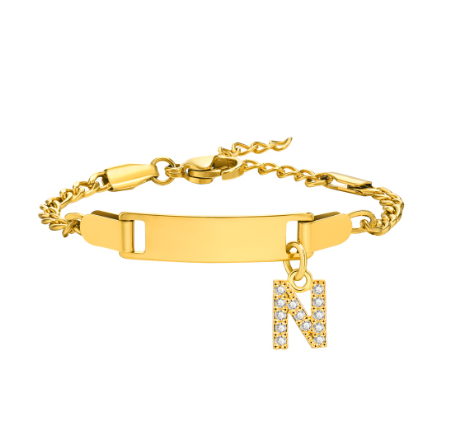 Vnox Baby Name Bracelet with Letter Pendant,Toddler Child ID Bracelet Girl Boy Birthday Gift N