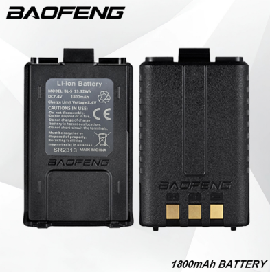 Baofeng Walkie Talkie UV-5R Li-ion Battery 1800 mAh Black Two way Radio Spare Battery Original