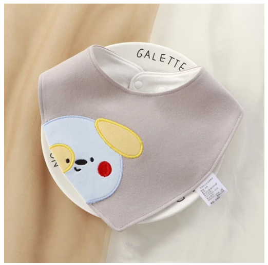 Newborn Cotton Soft Bibs 3 Layers Cartoon Pattern Triangle Scarf Boys Girls Baby Bib Burp Hidden Buttons 360 Degree Rotatable 0-3 Y NB4