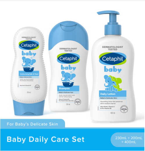 Cetaphil Baby Daily Care Set (Baby Shampoo+ Baby Ultra Moisturizing Bath & Wash + Baby Daily Lotion)