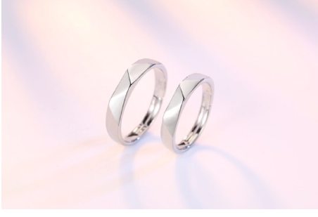 Silver Couple Wedding Ring Adjustable