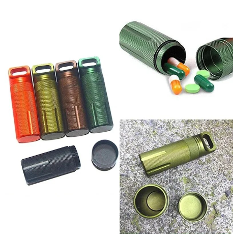 Aluminum EDC Survival Kit Waterproof Seal Bottle Capsule/Pill Airtight Case Outdoor Tools Capsule Holder Storage Container Tool
