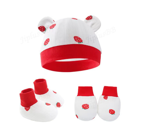 Baby hat Baby Mittens Booties Set newborn cap infant hats fashion Soft Cotton newborns Beanie 27