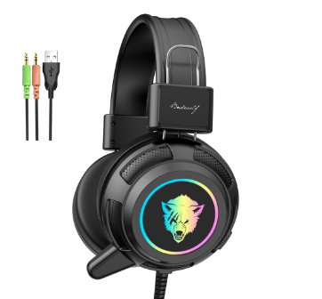 Bad Wolf Aura 1 Gaming Headset With Mic - Minimalist RGB For Pc Laptop Phone Internet Cafe