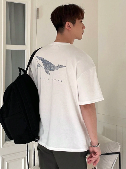 DAZY Men Summer Short Sleeve Casual T-Shirt, Letter Print Crew Neck Tee