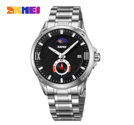 Skmei 9326 Watch for Men Fashion Business Luxury Quartz Watches SILVER BLACK
