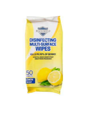 Forceshield Lemon Scent Disinfecting Multi-Surface Wipes 50's