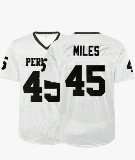 Men's White American Football Jersey No.45, V-Neck Embroidered Short Sleeve Sports T-Shirt Gym Clothes Men Basic T Shirt