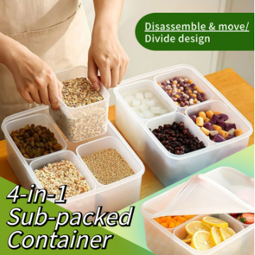 Four Side Dishes Removable Sub-packed Lid Refrigerator Container Frozen Meat Kitchen Storage Box IP