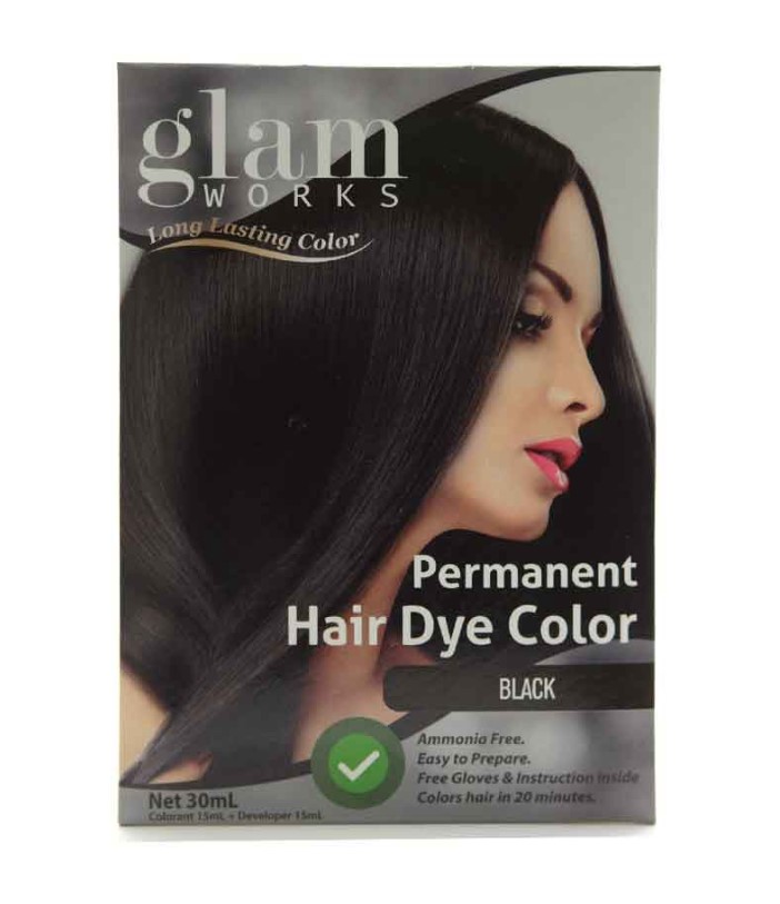 Glamworks Permanent Hair Dye Color Black 30ML