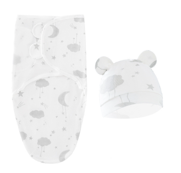 Cotton Newborn Sleeping Bag Baby Swaddle Blanket Pack Hat Adjustable Baby Set Newborn Sleeping Bag Plain Blanket D21