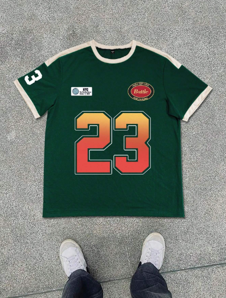 Manfinity Sporsity Plus Size Men's Summer Casual Numeric Print Short Sleeve T-Shirt