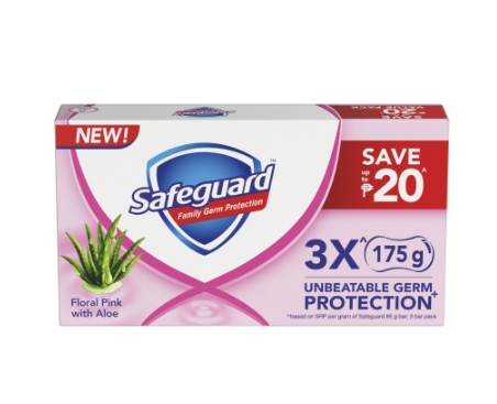 SAFEGUARD Floral Pink with Aloe Bar Soap 175Gx3