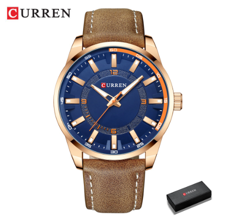 Curren Men's Watch Top Brand Luxury Quartz Sports Casual Creative Waterproof Men's Watches 8390 BROWN ROSE BLUE