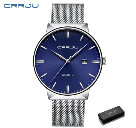 CRRJU Men Watches Luxury Top Brand Stainless Steel Fashion Quartz Ultra Thin Waterproof 2213 007