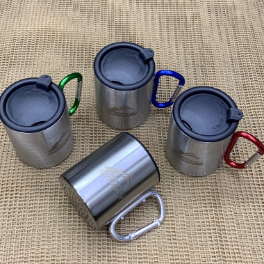 300ML OUTDOOR Camping Coffee Mug D-Ring Handle with Lid Cover