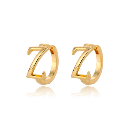 Kaijiang Anting-anting Initial Letter Hoop Earrings For Women A-Z Letter Piercing Stainless Steel Earring Korean Fashion Jewelry Z