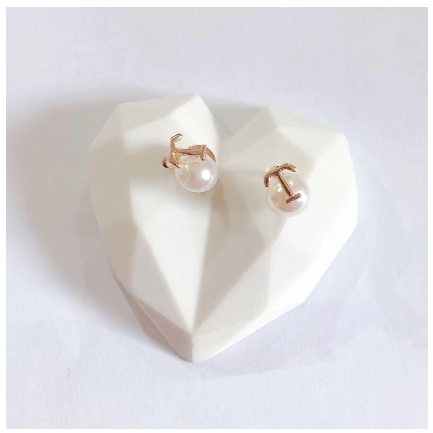 Fashion Jewelry Bangkok Rose Rold Plated Pearl Letter Stud Earrings Hikaw for Women T