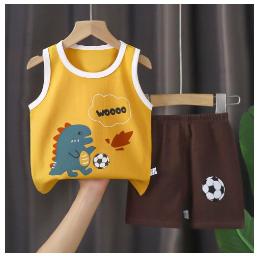 For Baby Boys & Kids Sleeveless Shorts Set Pure Cotton Summer Outfits For Boy S13