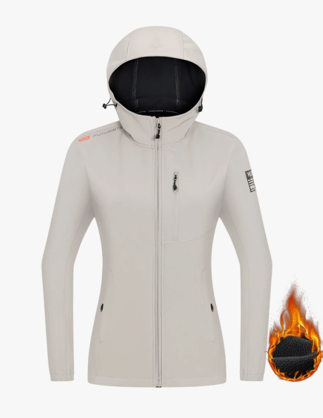 Women's Outdoor Winter Softshell Hooded Jacket, Windproof & Warm, For Sports & Casual & Climbing
