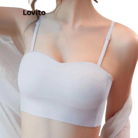 Lovito Women Backless Adjustable Strap Bralette Lna17193 (White)