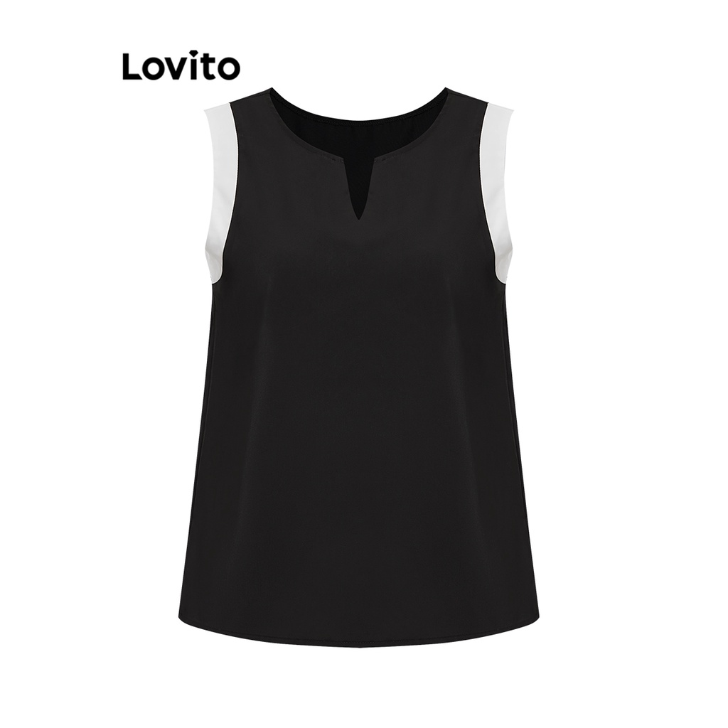 Lovito Women Casual Plain Basic Tank Top LNA27336 (Black)