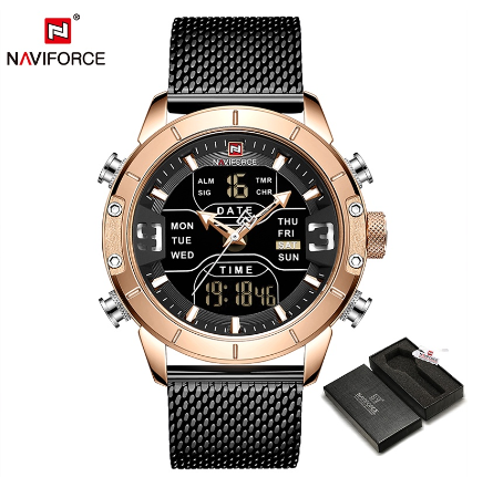 Original Brand NAVIFORCE Waterproof Men Watch Top Fashion Chrono Sport Casual Dual Display Men's Watches 9153 m2