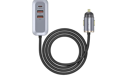 Awei C-835 Dual USB and Dual Type-C Fast Charging 100W Quick Charge Car Charger 1.5 meter Cable Cord