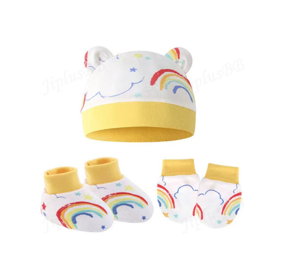 Baby hat Baby Mittens Booties Set newborn cap infant hats fashion Soft Cotton newborns Beanie 19