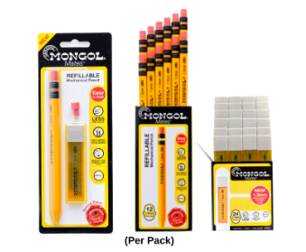 Mongol Mates Blister Set, Mechanical Pencil, Lead Refill