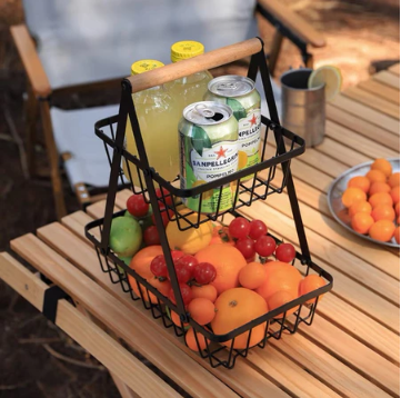2 Tier Fruit Basket Detachable Vegetable Fruit Storage Box Table Display Fruit Stand