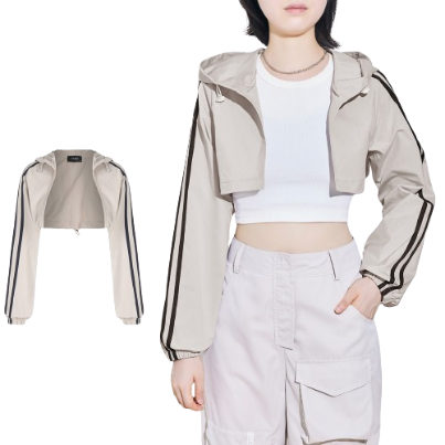 Lovito Women Hooded Long Sleeves Jacket L64AD110 (Apricot)