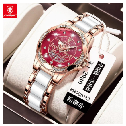 POEDAGAR luxury watch for woman korean style waterproof 2023 sale original elegant ceramic calendar luminous Watch RED