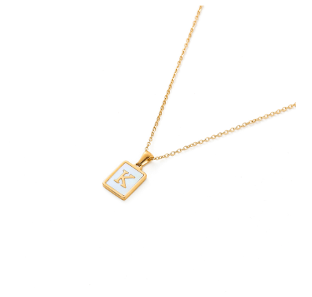 St.kunkka Stainless Steel Gold Letter Pendant Necklace Ladies A-Z Letter Necklace for Gift K