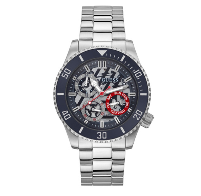 Guess Sport Silver Stainless Steel Analog Quartz Watch For Men GW0488G1