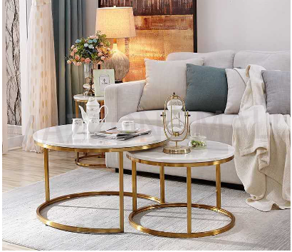 Mazzone Creative small simple modern living room Nordic style steel wood coffee table(COD)