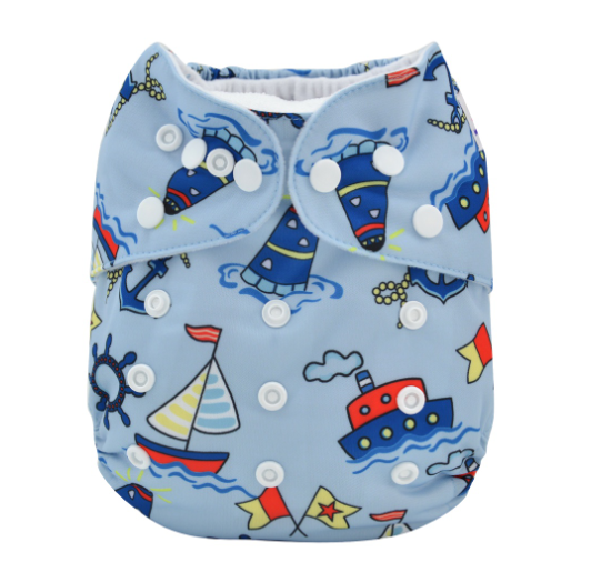 Alva Baby Cloth Diapers 1Set With Bamboo Charcoal Insert Printed Washable Diapers Cloth Diaper Pocket Nappy D2