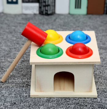 Wooden Hammer Toy Wooden Ball Game Hammer Case Box Pre Educational Toy for Kids