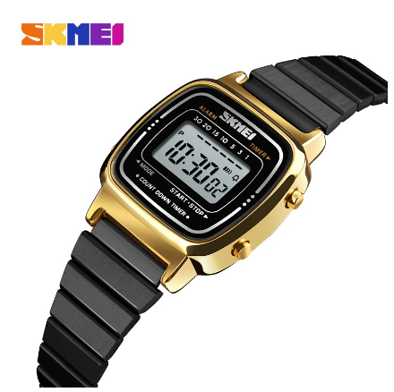 Skmei Women's Fashion Simple Stainless Steel Digital Waterproof Watch 1901 GOLD BLACK