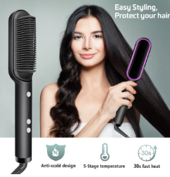 Multifunctional Hair Straightening Heat Hair Ceramic Curler Electric Straightener Hot Comb Hair Care Beard Straightener